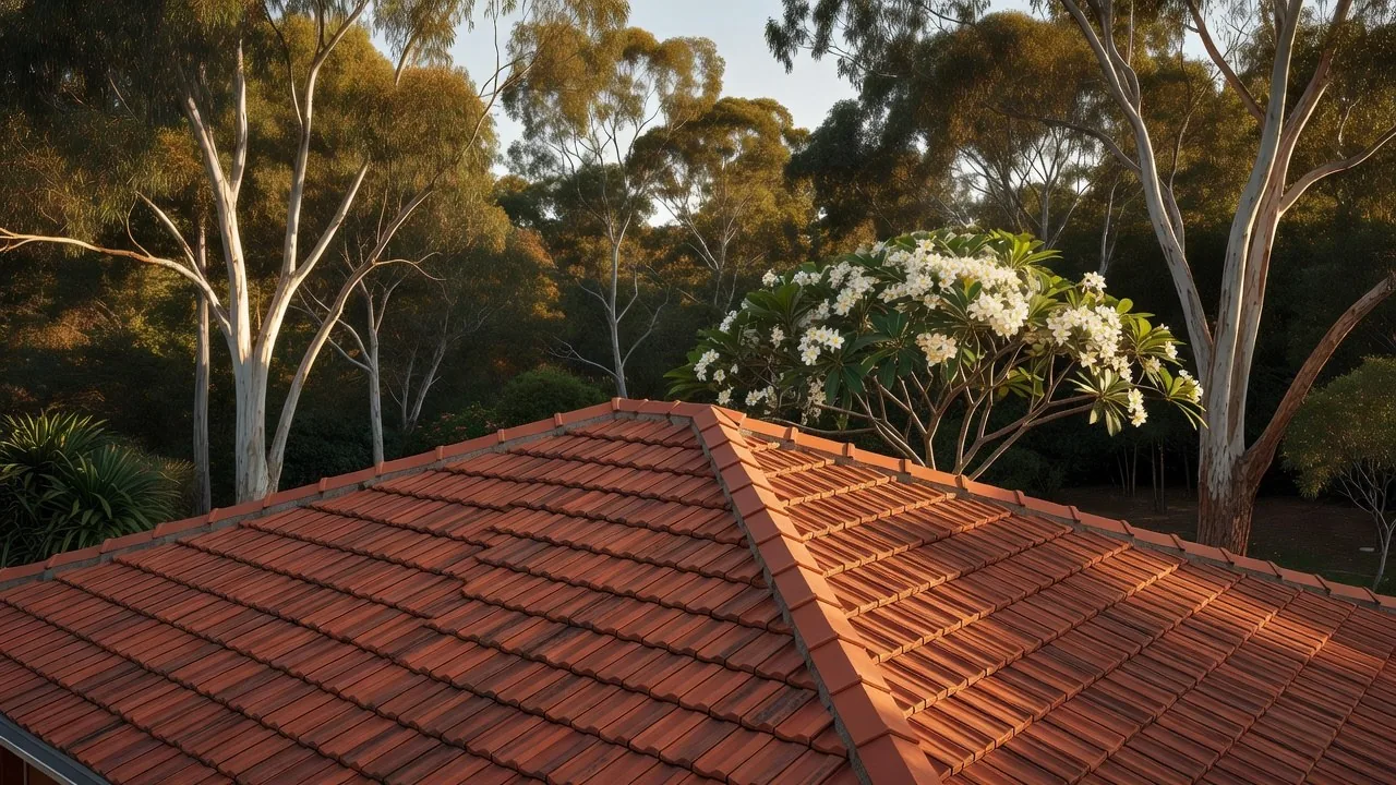 A tile roof on a Brisbane home after storm damage repair